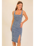 Rodeo Night Out Midi Stretchy Denim Dress - Wild Skyes