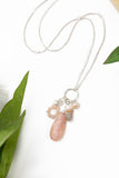 Embrace 17-19" Peach Moonstone, Sunstone, Freshwater Pearl W - Wild Skyes