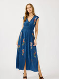 Floral Scalloped Embroidered Maxi Dress