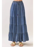 Washed Tencel Tiered Maxi Skirts