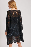 Crochet Open Front Bell Sleeved Cardigan - Wild Skyes