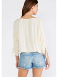 Ruched Dolman Sleeve Button Front Blouse - Wild Skyes