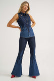 Wrangler® X Lainey Wilson Pull on Bell Bottom Flame Jean - Dark Denim