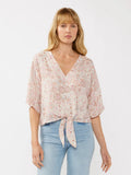 Short Sleeves Kimono Tie-Front Top