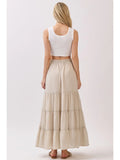 Tiered Coconut Tie Detail Maxi Skirt