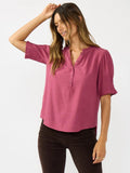Short Puff Sleeve Button Front Blouse - Wild Skyes