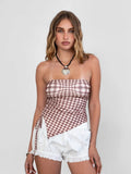 Sana Strapless Mesh Print Bandeau Top Western Boho Top - Wild Skyes
