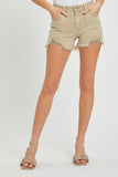 Mid Rise Shorts With Frayed Hem