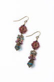 Mauve Czech Glass Flower Cluster Earrings