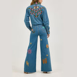 Wrangler® X Lainey Wilson Embroidered Denim Shirt - Wild Skyes