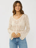 V-Neck Crochet Knit Top