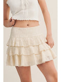 Floral Eyelet Tiered Ruffle Skirt