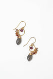 Sapphire Faceted Sapphire With Grey Moonstone Cluster Earrings - Wild Skyes