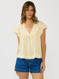 Flutter Sleeve V-Neck Floral Top