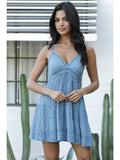 Polka Dot Lace Trim V Neck Dress Double Straps
