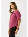 Short Puff Sleeve Button Front Blouse - Wild Skyes