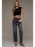 Charcoal Wash Clean Stretch 28" Inseam Wide Straight