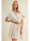 Dolman Sleeve Belted Button-Front Dress - Wild Skyes