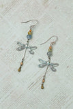 Wisdom Within Kyanite, Czech Glass With Patina Antique Silver Dragonfly Cluster Earrings - Wild Skyes