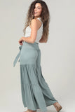 Wide Leg Tiered Flare Pants with Tie Waist