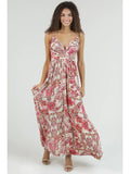 V Neck Printed Maxi Dress