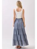 Tiered Coconut Tie Detail Maxi Skirt - Wild Skyes