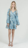 Wide Sleeve V Neck Smocked Waist Short Dress