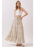 Tiered Coconut Tie Detail Maxi Skirt
