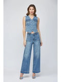Medium Dark Fitted Denim Vest - Wild Skyes