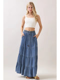Washed Tencel Tiered Maxi Skirts