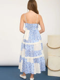 Multi-Checkered Pattern Spaghetti Strap Midi Dress