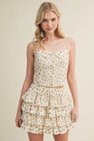 Floral Print Mixed Corset Cami Top