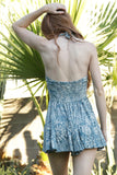 V Neck Halter Romper with Buttons - Wild Skyes