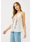 Embroidered Halter Neck Button-Down Tank - Wild Skyes