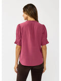 Short Puff Sleeve Button Front Blouse - Wild Skyes
