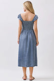Tencel Smocking Bodice Midi Dress - Wild Skyes