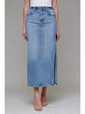 Medium Light Side Slit Stretch Midi Skirt - Wild Skyes