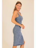 Rodeo Night Out Midi Stretchy Denim Dress - Wild Skyes
