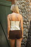 Mavel Distressed Pu Leather Studded Top