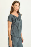 Selda Textured Gauze Cinched Top