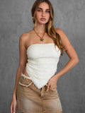 Wren Boho Western Stretch Lace Strapless Self-Tie Scarf Top - Wild Skyes