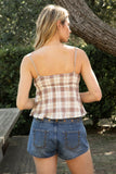 Poppy Plaid Lace Bow Short Sleeve Top