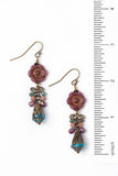Mauve Czech Glass Flower Cluster Earrings