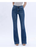 High Rise Dark Wash Trouser Hem Bootcut Jeans