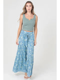 Tie Waist Tier Wide Leg Printed Pants