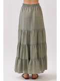 Tiered Coconut Tie Detail Maxi Skirt