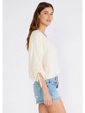 Ruched Dolman Sleeve Button Front Blouse - Wild Skyes