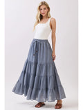 Tiered Coconut Tie Detail Maxi Skirt - Wild Skyes