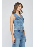 Medium Dark Fitted Denim Vest