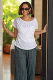 Selda Textured Gauze Cinched Top